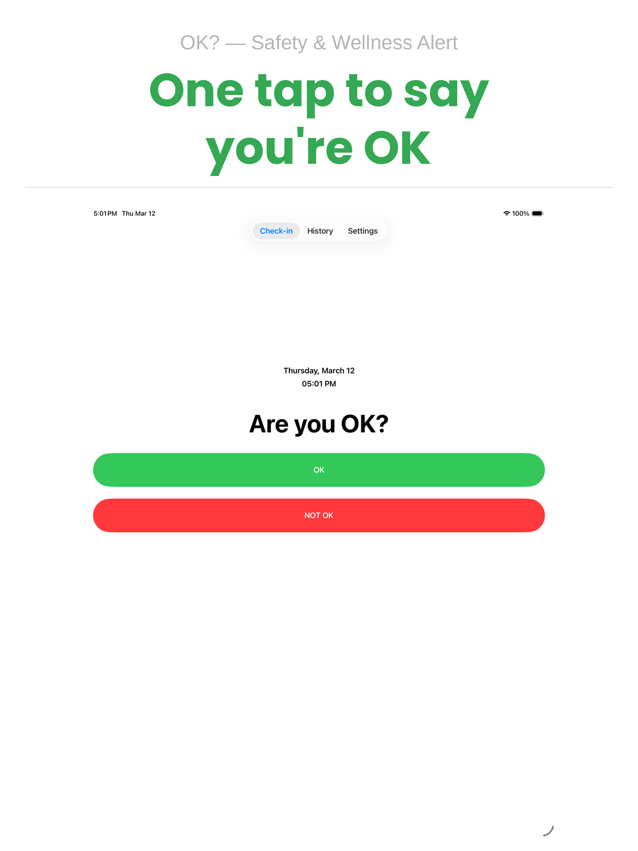 One tap to say you're OK — iPad