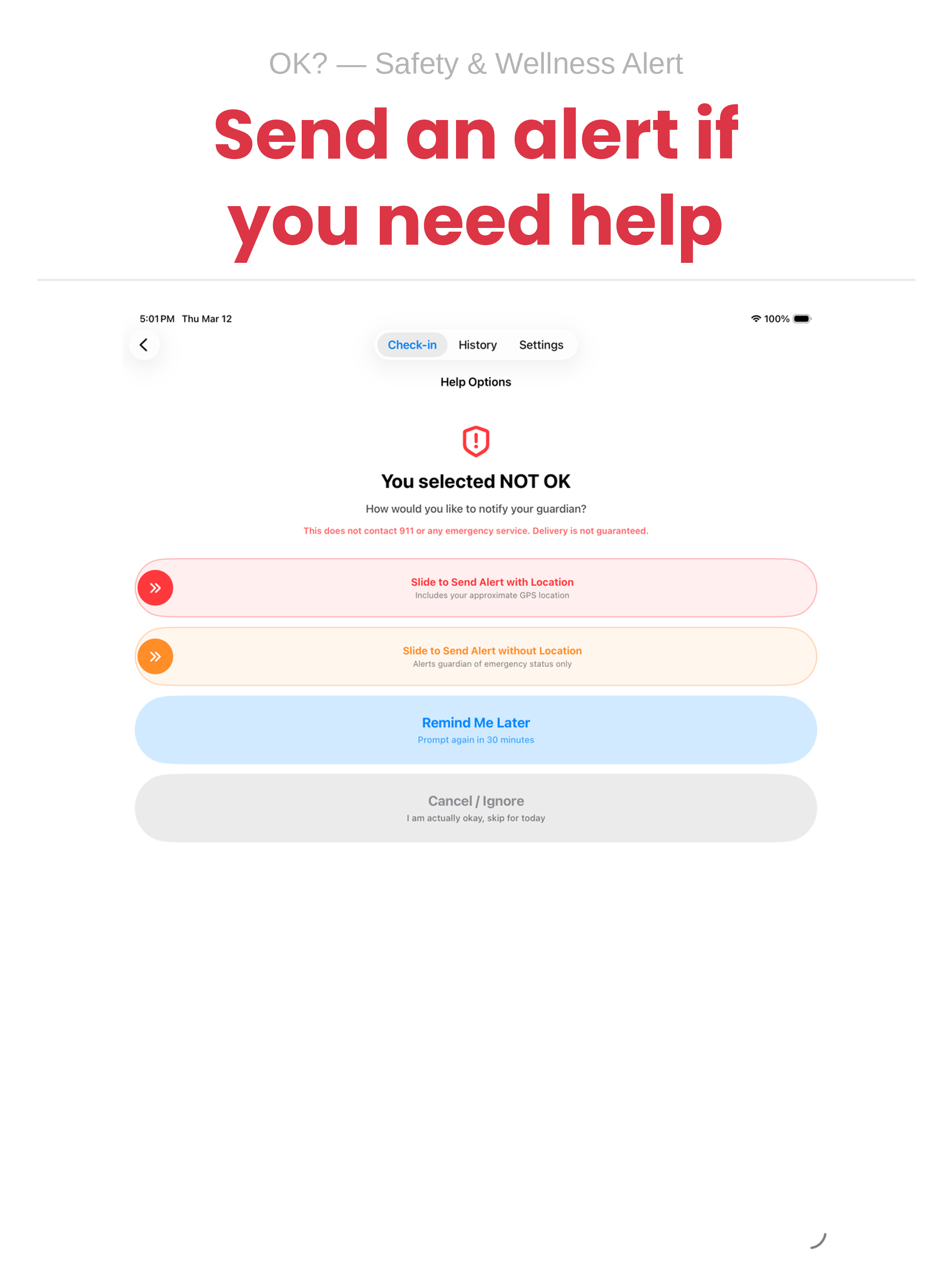 Send an alert if you need help — iPad