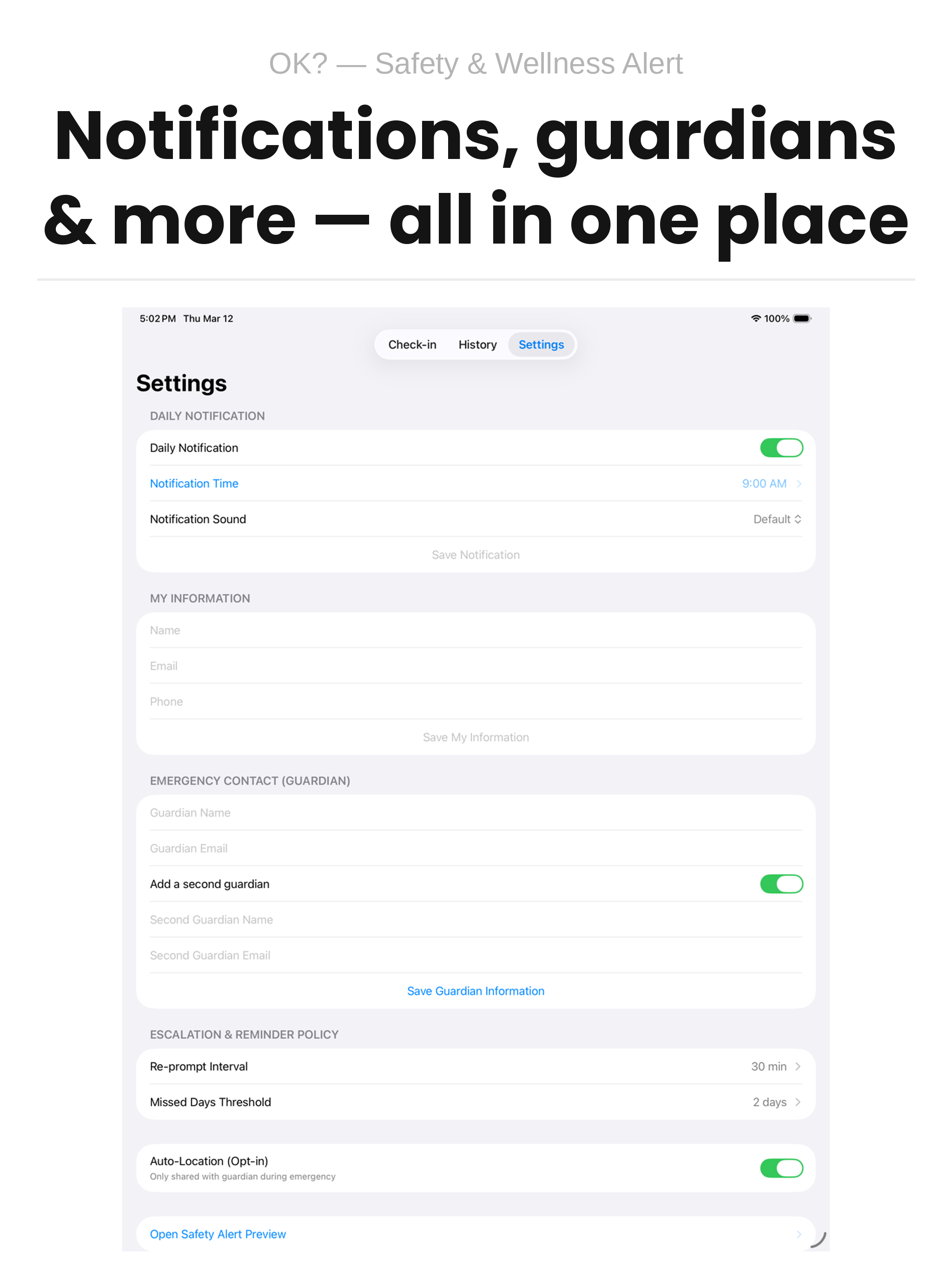 Notifications and guardians — iPad