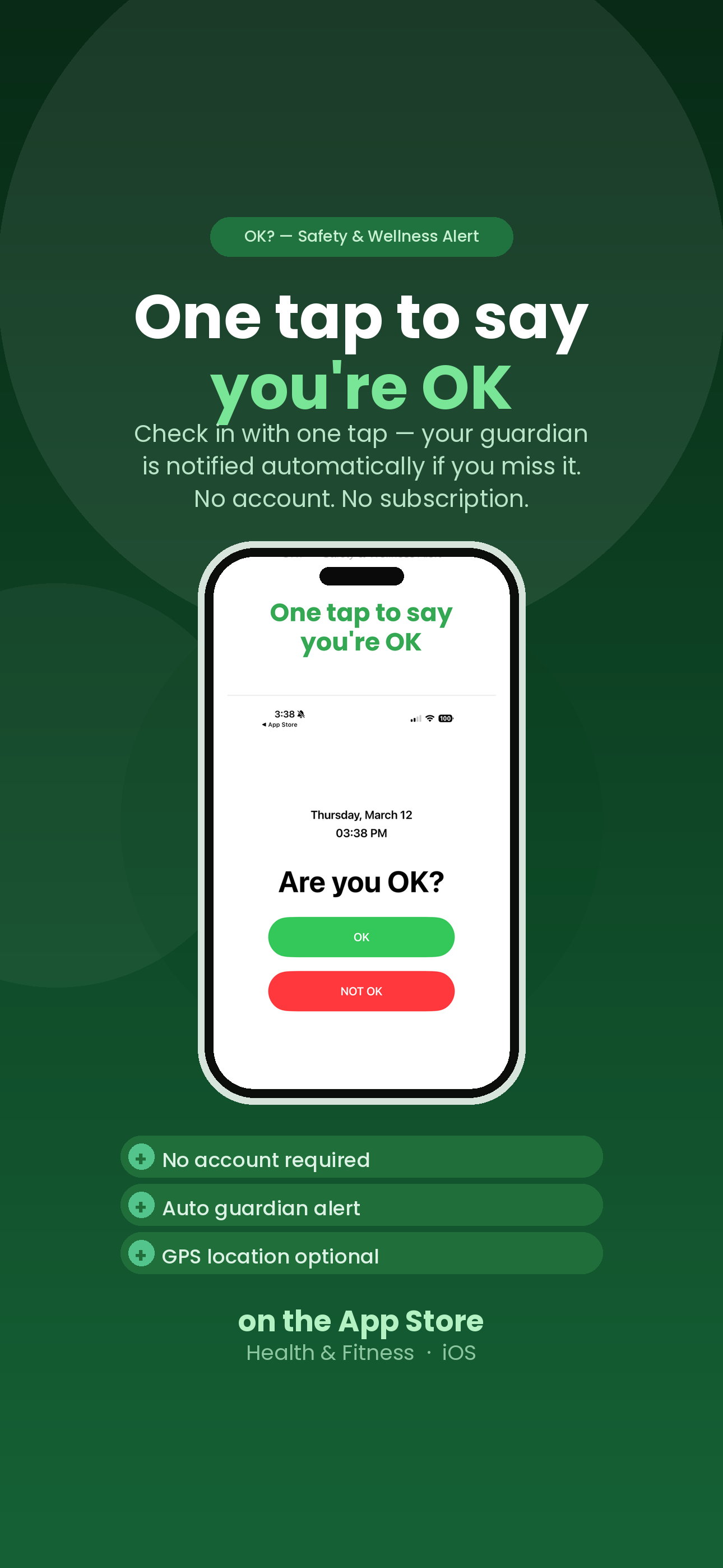 One tap to say you're OK