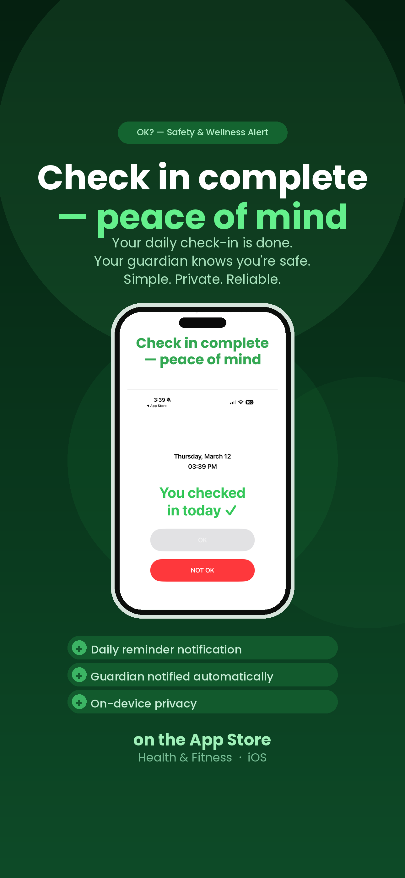 Check in complete — peace of mind