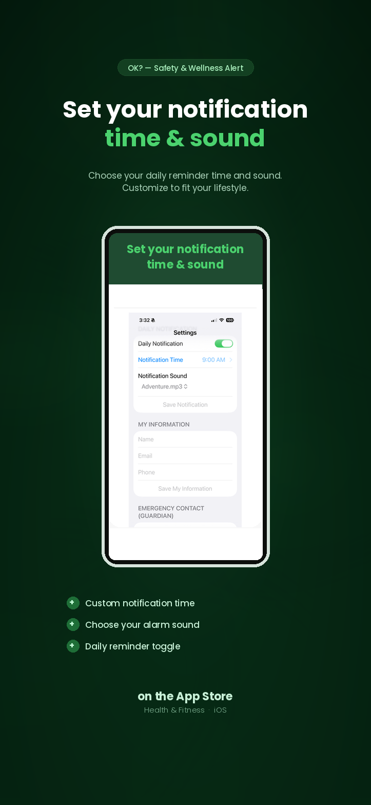 Set your notification time and sound