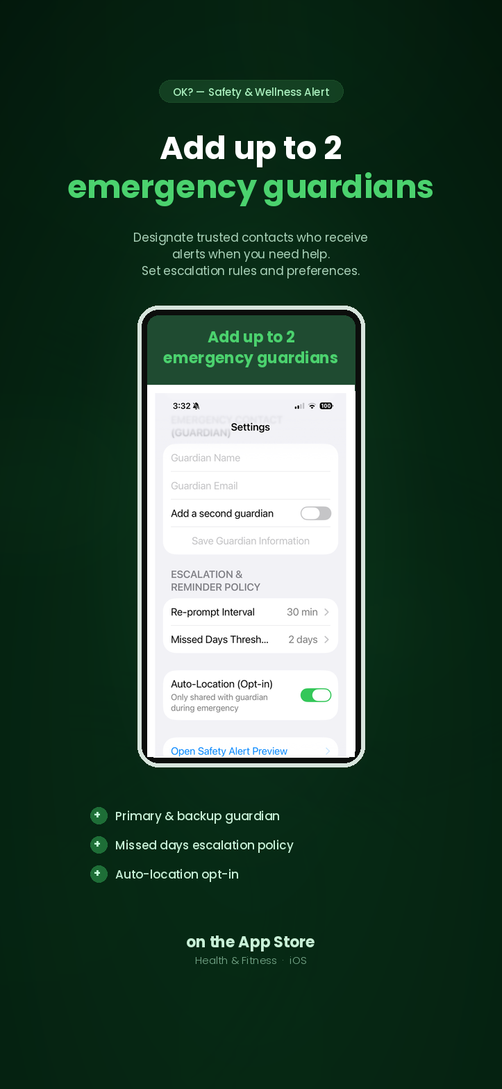 Add up to 2 emergency guardians