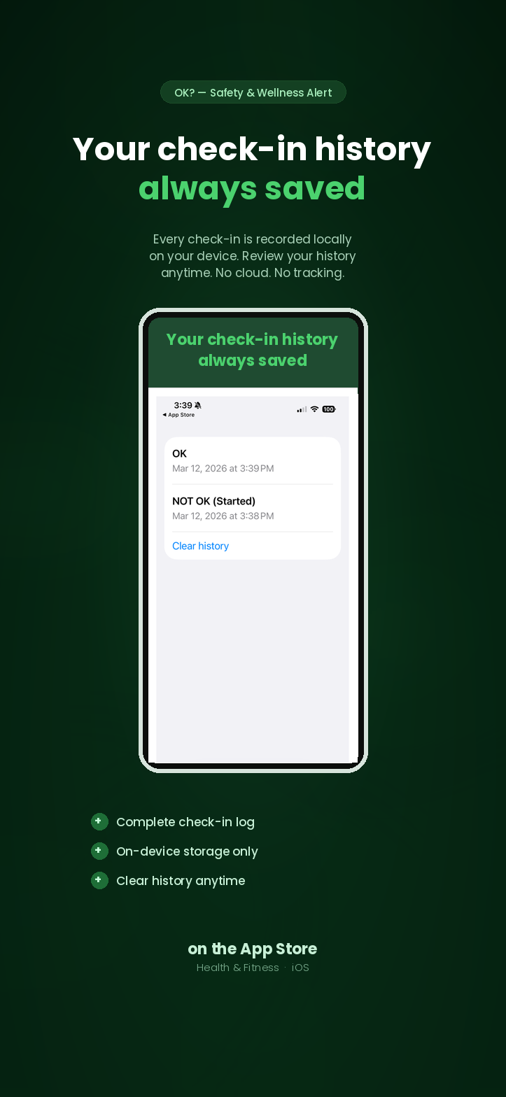 Your check-in history always saved